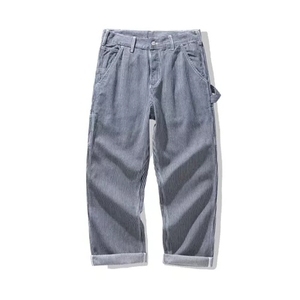 Custom <strong>Men</strong> Denim Railroad <strong>Worker</strong> Pants Multi-Pocket Striped Overalls Work Baggy <strong>Jean</strong> - Product Image 2
