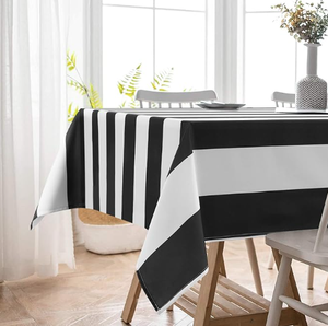 Tovaglia <span class=keywords><strong>a</strong></span> righe moderna in misto poliestere e cotone, per cucina e sala da pranzo, antipiega, facile da lavare, decorativa per la <span class=keywords><strong>casa</strong></span> e le feste - Product Image 4