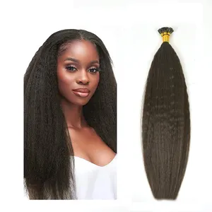 ISWEET Kinky Straight Human Hair Extension Nano Micro Ring I Tip Hair Extensions I Tips Raw Curly Indian Hair Fast Shipping