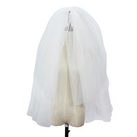 Europe et États-Unis Rétro Double Shaggy Voile de Mariée Blanc Mi-long Couvre-chef de Mariage Voile de Mariée Classique
