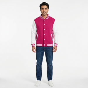 OEM Custom <b>Leather</b> Sleeve Wool Blend Embroidered Graphic Varsity Letterman <b>Jacket</b> <b>Men</b> Stand Collar Front College Baseball <b>Jacket</b> - Product Image 1