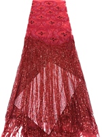 Tissu en dentelle florale brodée rose clair 100% polyester Accessoires vestimentaires élégants et luxueux