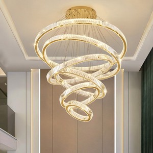 Lampadario a Sospensione LED in Cristallo, Plafoniera in Acciaio con Telecomando, Alimentazione AC <span class=keywords><strong>per</strong></span> Interni - Product Image 3