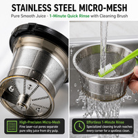 Extracteur de jus lent domestique avec goulotte d'alimentation large de 80 mm, moteur DC 250 W, rendement élevé de 75 % en jus, nettoyage facile, couvercle en maille d'acier inoxydable