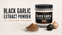 Poudre d'extrait d'ail noir fermenté naturel, matière première alimentaire végétale, végétalien, sans additifs, riche en SAC, soutien immunitaire et cardiaque, hydratant