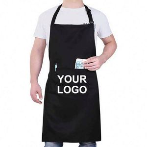 <b>Apron</b> Custom Logo Black White Pink Restaurant Waiter Waitress Cotton <b>Apron</b> BBQ Cook Chef <b>Kitchen</b> <b>Apron</b> for Women Men with Pocket - Product Image 1