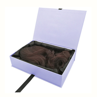 Boîtes à perruques en papier magnétique noir recyclables de qualité supérieure, emballage de luxe en satin pour envoi postal, emballage personnalisé avec logo pour extensions de cheveux