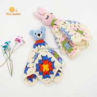 Jouets apaisants en coton amigurumi au crochet, doudou ours, couverture de sécurité pour bébé