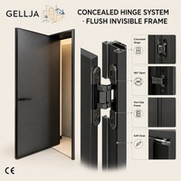 Portes à cadre métallique, style moderne et contemporain, en alliage d'aluminium, pour salle de bain, avec porte vitrée à battants, adaptées aux hôtels