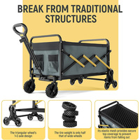 Chariot d'escalade pour escaliers avec roues triangulaires 2 en 1, chariot utilitaire pliable léger pour monter les escaliers avec poignée télescopique