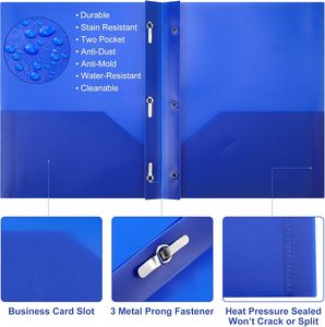 Biểu tượng tùy chỉnh nặng nhựa thư mục với 2 túi và 3 pins, <span class=keywords><strong>A4</strong></span> thư Kích thước báo cáo bìa, khe cắm thẻ, trường văn phòng nguồn cung cấp. - Product Image 4