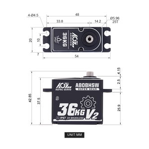AGFRC A80BHSW V2 36kg 0.071Seg Velocidad Impermeable IP67 Engranajes de Acero Sin Escobillas 4.8-8.4V RC para Barcos/Autos RC 1/10 - Product Image 3