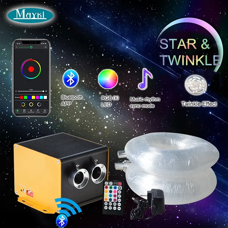 Kit de estrella de fibra óptica brillante, luz LED RGBW de 12V, 20 m2, aplicación para techo, cine, sala de reuniones y dormitorio