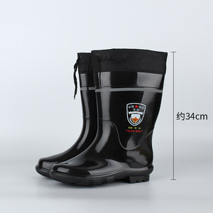 Men's Mid Calf All Black Rain <b>Boots</b> With Reinforced Cotton Padding Thickened Cold Proof Non <b>Slip</b> Wear Resistant For Industrial - Product Image 3