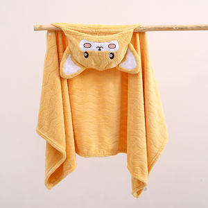 Toalla de baño absorbente de secado rápido para niños, capucha, patrón de animales, recién nacidos, niños pequeños, manta de bebé y bata de terciopelo - Product Image 1