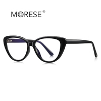 MORESE2317 Novedad Montura de Gafas TR90 Ojo de Gato con Bloques de Color Texturizados y Patillas con Bisagra de Resorte, Gafas para Ordenador con Bloqueo de Luz Azul