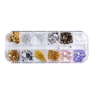 Nuevo Glitter para Uñas <span class=keywords><strong>OBR</strong></span> de 12 Compartimentos, Estilo Japonés, con Láminas de Oro, Plata y Líneas de Seda - Product Image 5