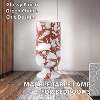 Lampe de table moderne WEIDE en marbre rouge Bulaari avec surface polie, écologique, garantie 3 ans, pour chambres et salles de lecture