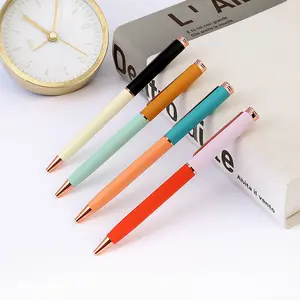 Macaron Candy Color Pen Custom Printed Metal Ballpen Cute Stationery Student Writing Pens