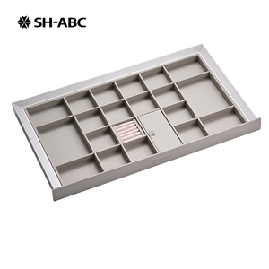 Pull Out Leather <strong>Wardrobe</strong> Jewelry Organizer Divided Compartment Drawer <strong>Insert</strong> for Closet Accessory Storage - Product Image 3