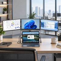 Extenseur d'écran portable pour ordinateur portable à quatre moniteurs, triple écran pliable USB-C, station de travail, affichage OEM