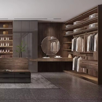 Système de rangement moderne pour vêtements, armoire sur mesure pour chambre à coucher, dressing en bois avec table