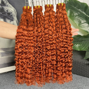 #350 <span class=keywords><strong>Orange</strong></span> gingembre couleur profonde bouclés cheveux brésiliens bruts 12A tissage naturel non traité cuticule alignée faisceaux de cheveux humains bouclés - Product Image 3