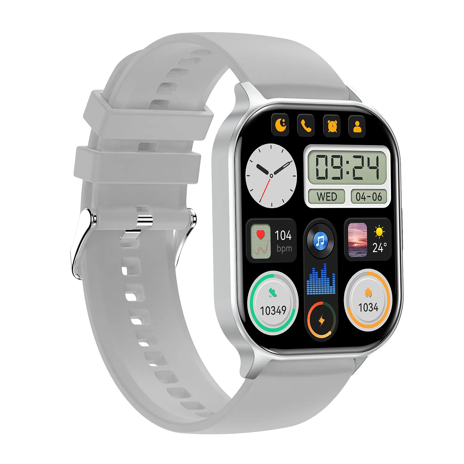 Hot Selling 128Mb Amoled Full Touch Smart Watch 2.04Inch 368*448 Pixels Digitale Kroon Zinklegering Bt Smart Watch Hk26