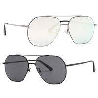 Lunettes de soleil carrées personnalisables en métal rose pour hommes Lunettes de conduite promotionnelles à double pont polarisées en or UV400 Pilote pour femmes