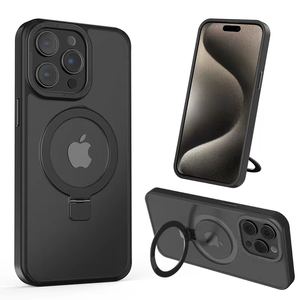 Coque magnétique en gros avec support invisible pour <span class=keywords><strong>iPhone</strong></span> 15 14 13 pro max coque de téléphone magnétique mince antichoc avec support de bague - Product Image 1