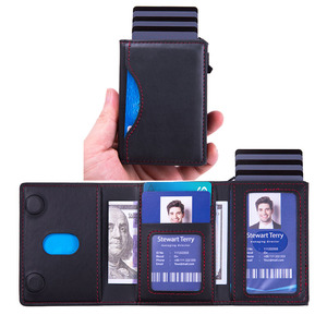 OEM 5 Colors PU Leather Magnetic Trifold <b>Wallet</b> RFID Anti-Theft Pop Up Credit <b>Card</b> <b>Holder</b> with Fan Out Mechanism <b>for</b> Men Women - Product Image 1