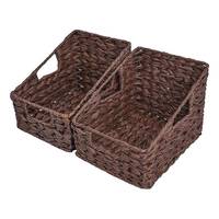 Paniers de rangement modernes en osier tressé à la main en jacinthe d'eau pour étagères, lot de 2