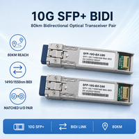 Module émetteur-récepteur optique SFP+ BiDi 10G 80KM à fibre unique 1490nm/1550nm Simplex LC DDM pour réseau métropolitain