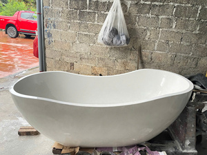 Luxury Freestanding Concrete Bathtub For Hotel Resort Projects OEM Lightweight GFRC Cement Soaking Tub Vietnam Manufacturer - Product Image 3