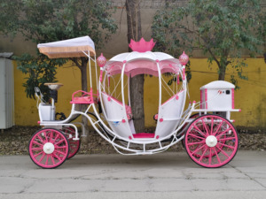 Carroza de Cenicienta de Metal Blanco de Gran Venta con Diseño de Calabaza Navideña, Fabricada por Special Transportation - Product Image 3