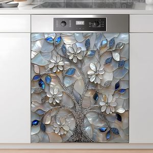 Housse magnétique réutilisable pour réfrigérateur en nacre motif Arbre de Vie, décor de cuisine et maison, personnalisable - Product Image 2