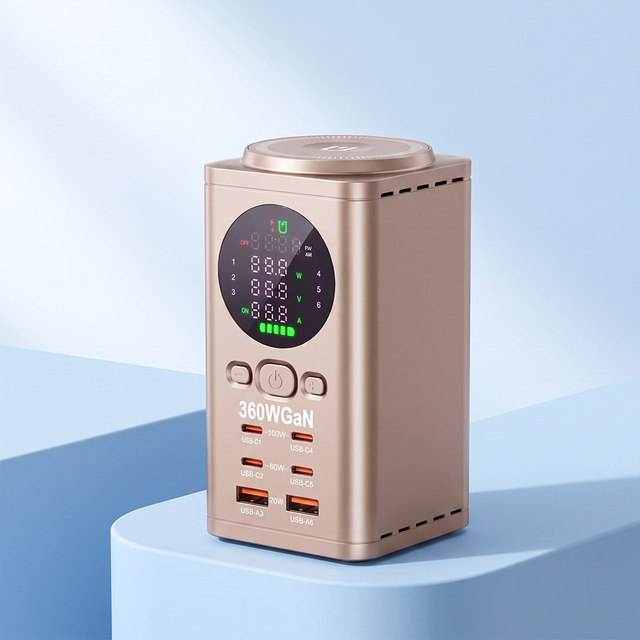 Available in Multiple Colors 100W GaN Fast Charger with Non slip Suction Cup Wireless Charger for Mobile Phones and Smartwatches