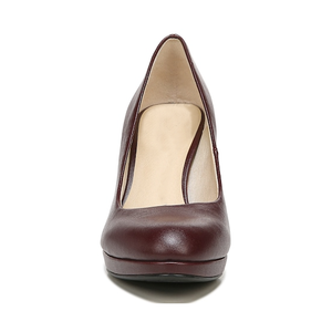 Wholesale Prices Brown Genuine Leather Round Toe Pumps Block Heel Slip-On Comfort Office <b>Shoes</b> All Seasons - Product Image 1