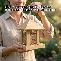 Mangeoire en bois de style gazebo BH pour l'extérieur, petite mangeoire à oiseaux en bois pour attirer les oiseaux dans les jardins et les cours