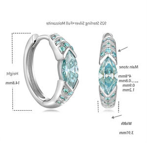 Rui Zun 0.5 Carat Blue Marquise Women's <b>Fashion</b> <b>Earrings</b> Unisex Jewelry - Product Image 6