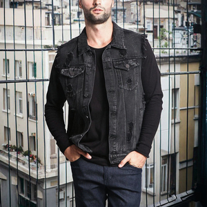 Chaleco Vaquero de Diseño Personalizado de Alta Calidad para Hombre, Venta al Por Mayor, Ropa Casual Transpirable y de Estilo Moderno para Invierno - Product Image 3