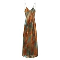 Robe d'été personnalisée Socialite à taille haute, col en V, dos nu, en satin de soie imprimé, nouvelle collection