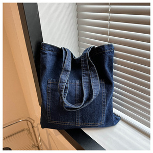 Bolso Tote Vaquero Vintage al por Mayor para Mujer, Bolso de Mano con Múltiples Bolsillos, Estilo Preppy para Chicas Jóvenes - Product Image 6