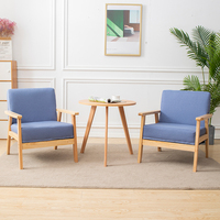 Canapé de salon en tissu de lin PU en bois massif Design simple Double trois places pour bureau à domicile de petite taille