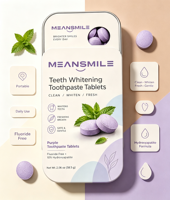 Dentifrice solide PAP violet très vendu sur TikTok, 60 comprimés, nouvelle formule avec hydroxyapatite pour blanchir, haleine fraîche, soin buccal