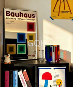 Modern Eco-Friendly Waterproof Acrylic Pen Holder with Colorful Panels and Metal <b>Clips</b> for Desktop Storage - Product Image 5