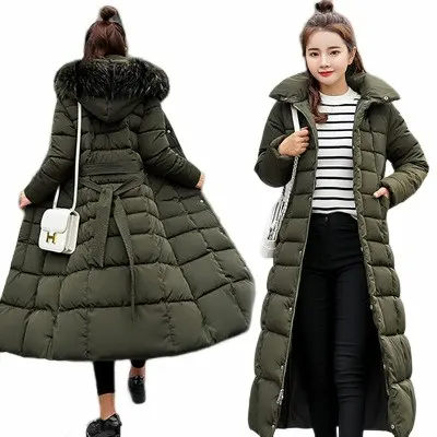 Long Winter Coat Women Parkas Slim Casual Hooded Fur Collar Warm Jacket Outerwear Coat Streetwear Chaqueta Mujer Veste Femme