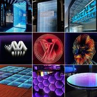 Miroir de fond mural pour l'intérieur, miroir de Tunnel, lettres 3D, signe au néon, Infinity, boîte à lumière personnalisée