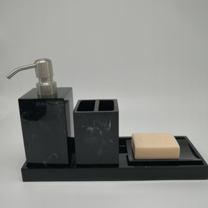 Nero resina di <span class=keywords><strong>marmo</strong></span> Hotel accessorio per il <span class=keywords><strong>bagno</strong></span> <span class=keywords><strong>set</strong></span> - Product Image 3