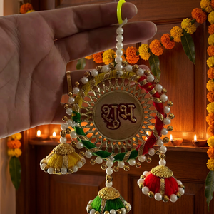 <b>Wall</b> Hanging for Wedding Decoration Backdrop Shub Labha Garlands With Bells Home Office Ganpati Festival <b>decor</b> - Product Image 3
